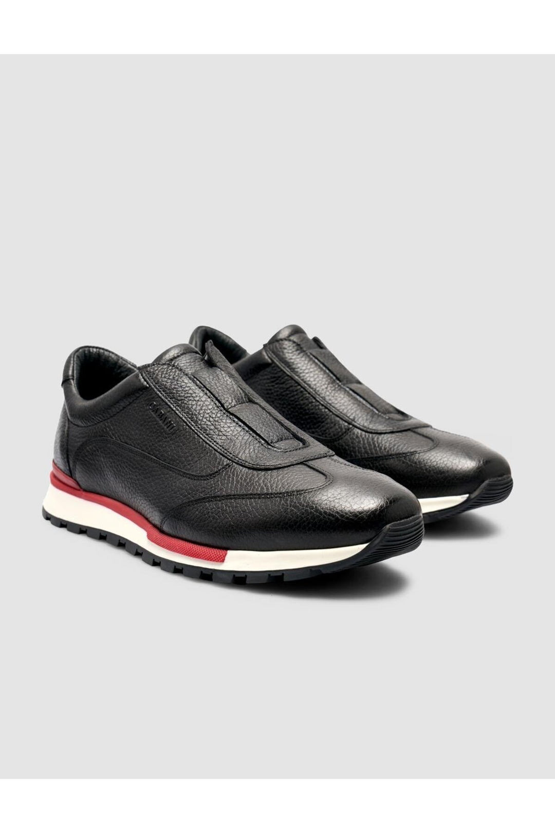 Cabani Shoes %100 Cuir véritable Baskets noires pour hommes à semelle rouge - Noir