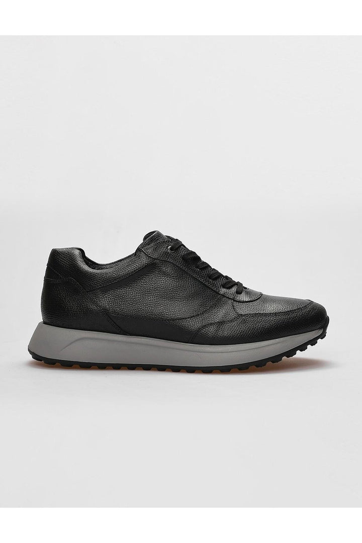 Cabani Shoes Chaussures de sport pour hommes en cuir véritable noires à lacets - Noir