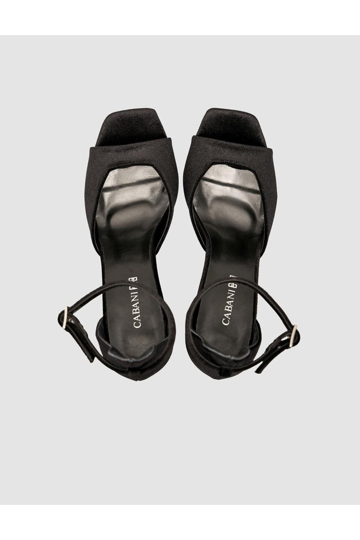 Cabani Shoes Chaussures à talons pour femmes en velours noir avec boucle à la cheville - Noir