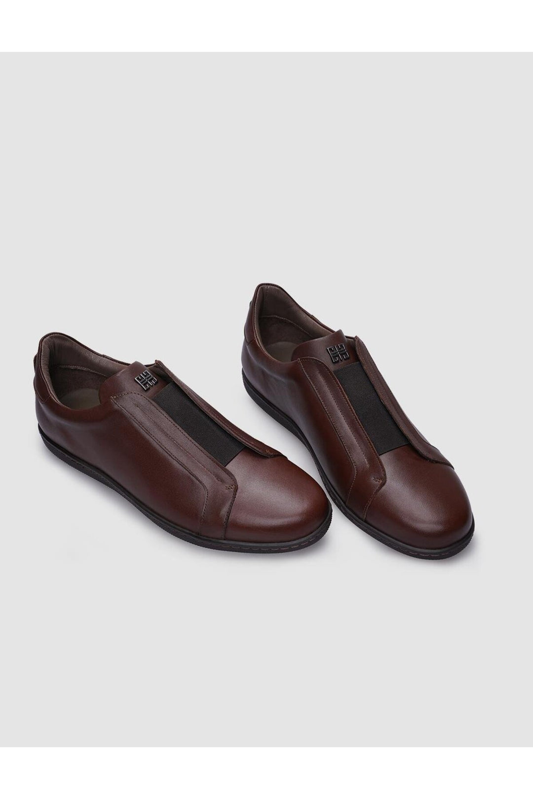 Cabani Shoes %100 Cuir Véritable Baskets Homme Marron à Élastique - Marron