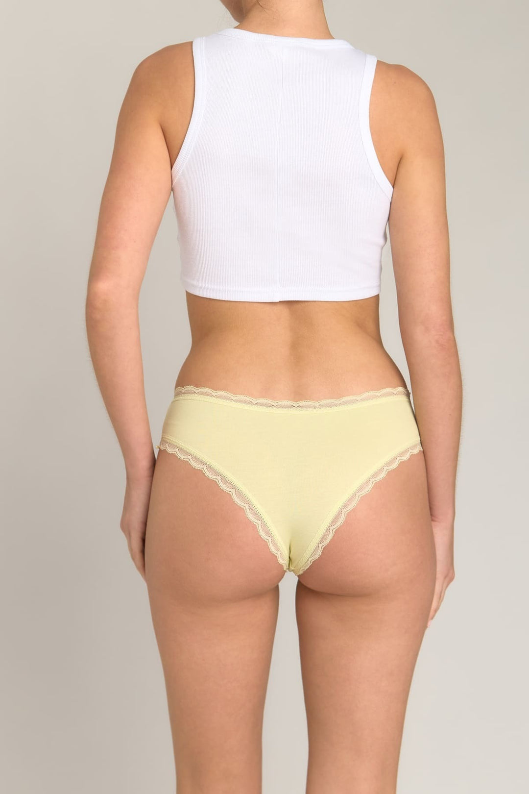 Lovely Things CHERIE Culotte Cheeky en Dentelle Mélange Modal - Clair Jaune
