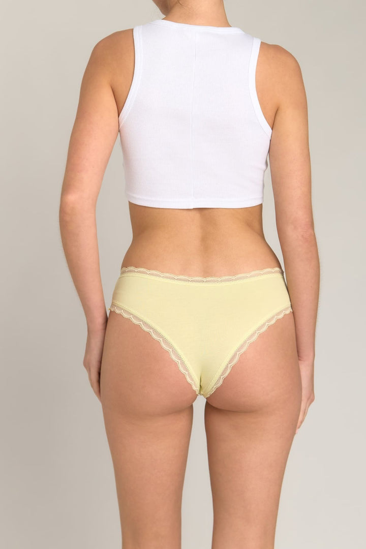 Lovely Things CHERIE Culotte Cheeky en Dentelle Mélange Modal - Clair Jaune
