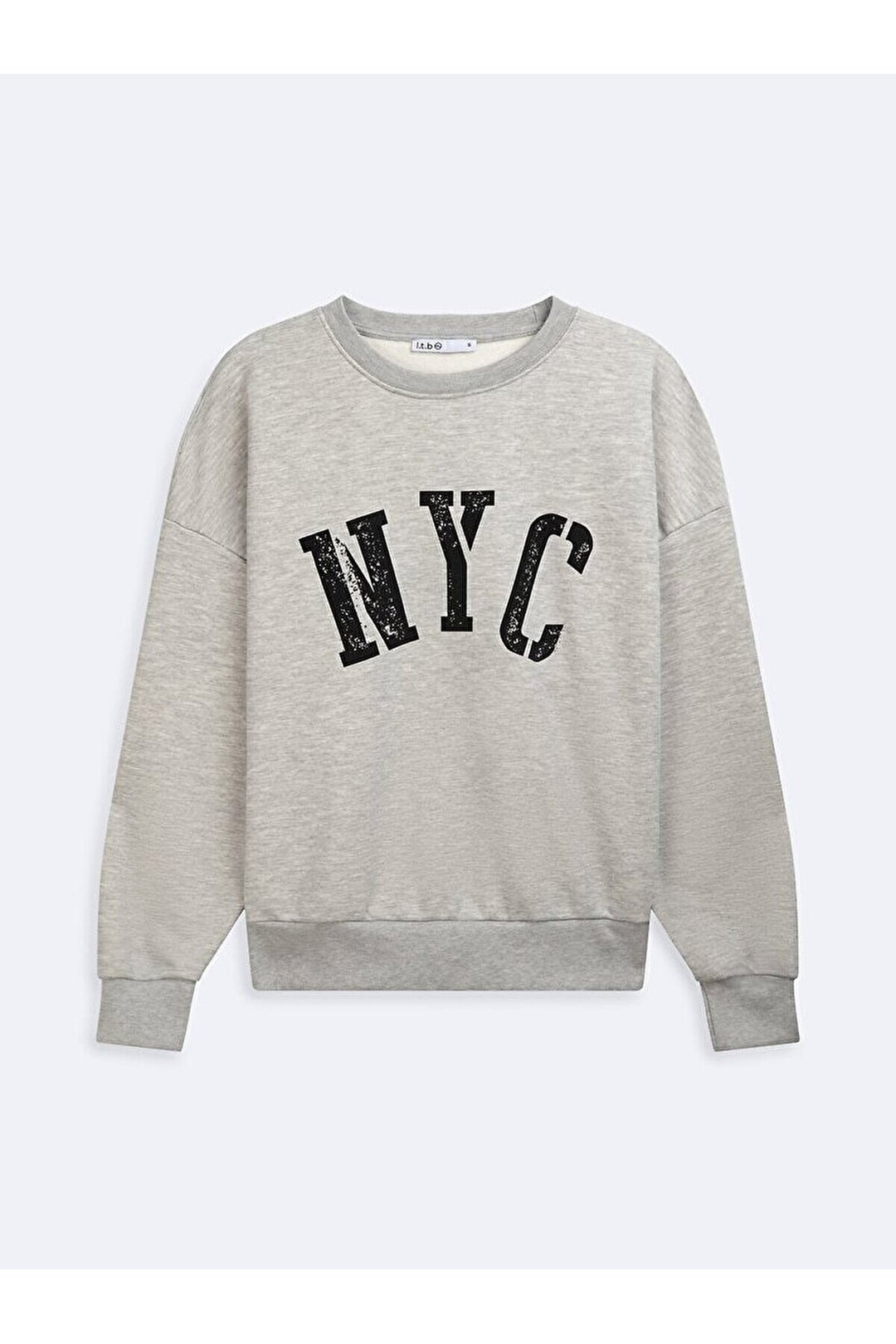 LTB Sweat-shirt gris imprimé à manches longues et col zéro