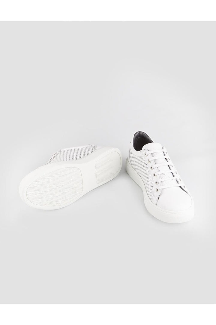 Cabani Shoes Chaussures de sport pour hommes en cuir véritable blanc à lacets avec doublure en cuir. - Blanc