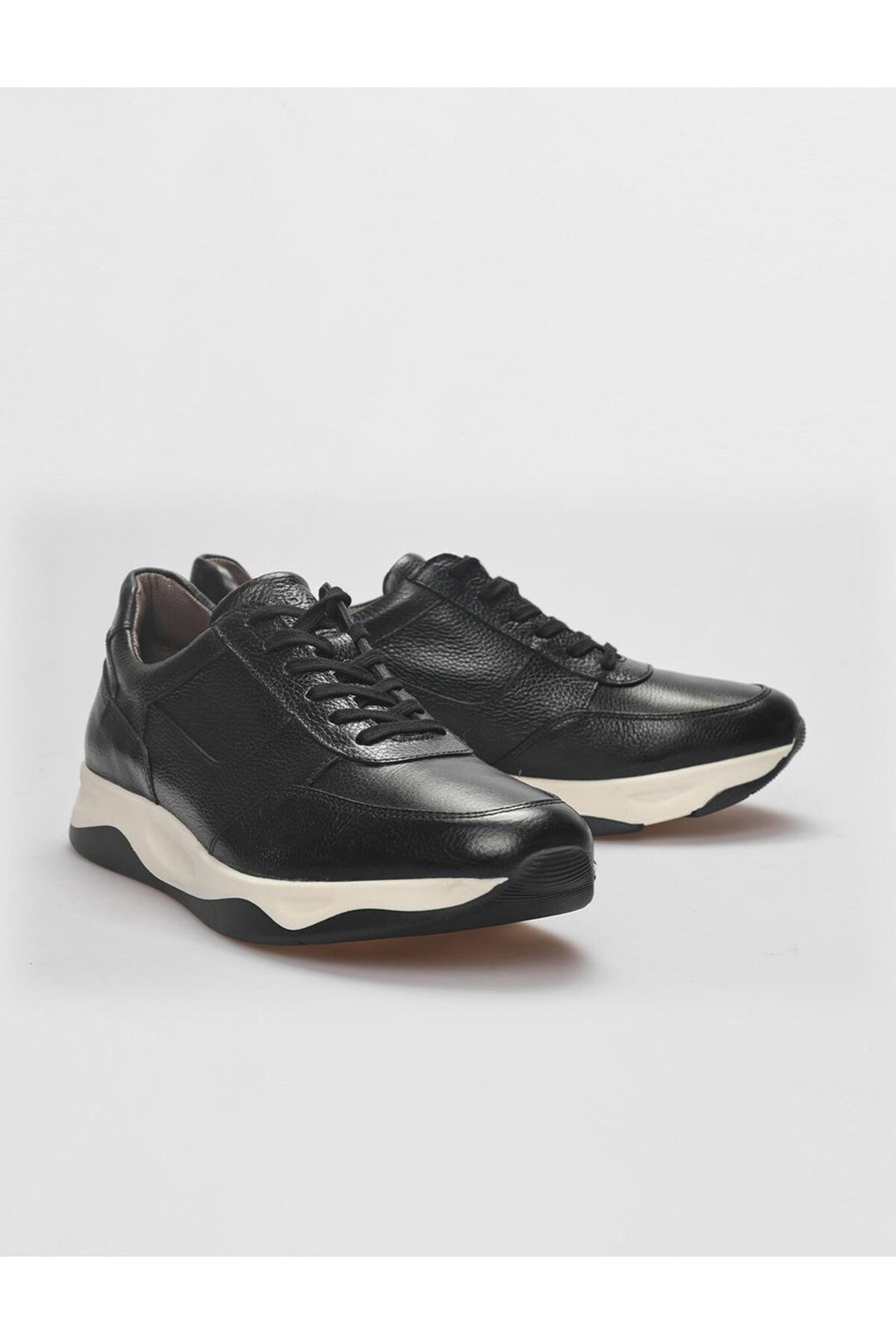 Cabani Shoes Chaussures de sport pour hommes en cuir véritable noires à lacets - Noir
