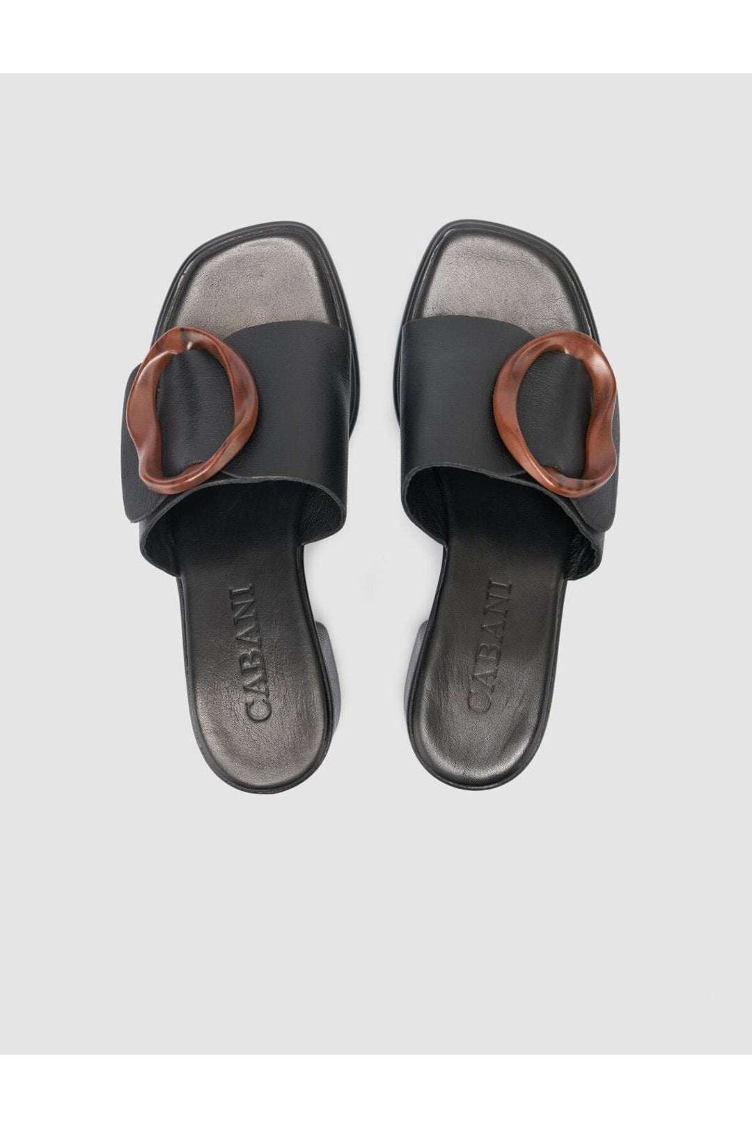 Cabani Shoes Sandales pour femmes noires avec détail de boucle en cuir véritable 100% - Multicolore