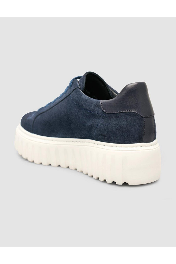 Cabani Shoes Baskets pour femmes en croco en suède à lacets Bleu marine - Bleu marine