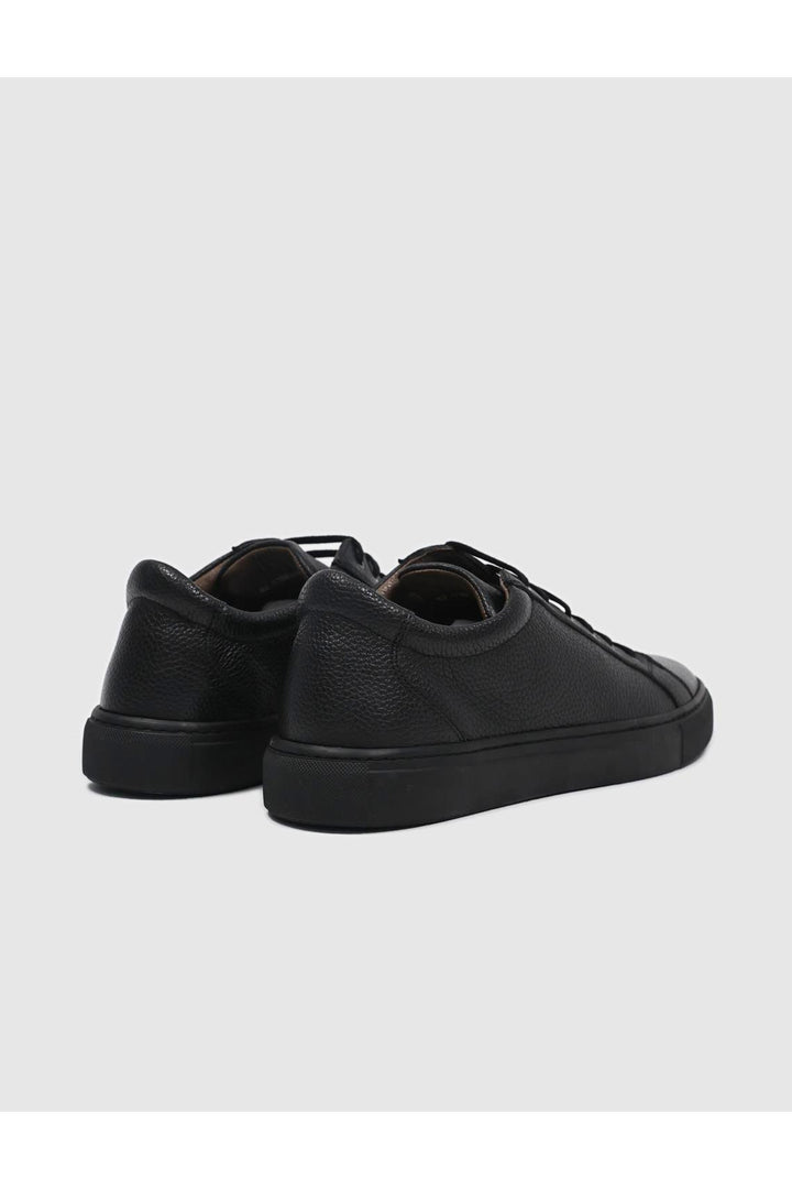 Cabani Shoes Chaussures de sport pour hommes en cuir véritable noires à lacets - Noir