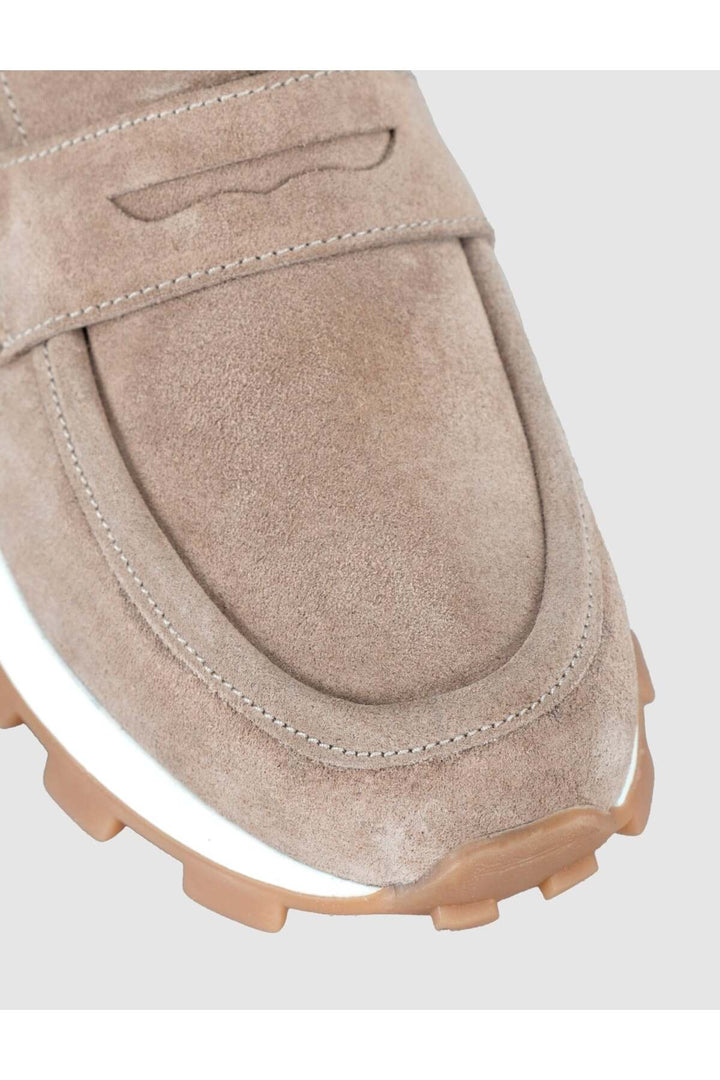 Cabani Shoes Chaussures de femme en cuir suédé crème type loafer sneaker - Crème