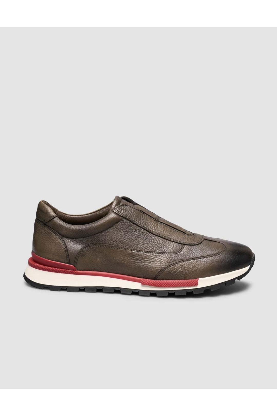 Cabani Shoes Chaussures de sport pour hommes en cuir véritable à semelle rouge. - Marron