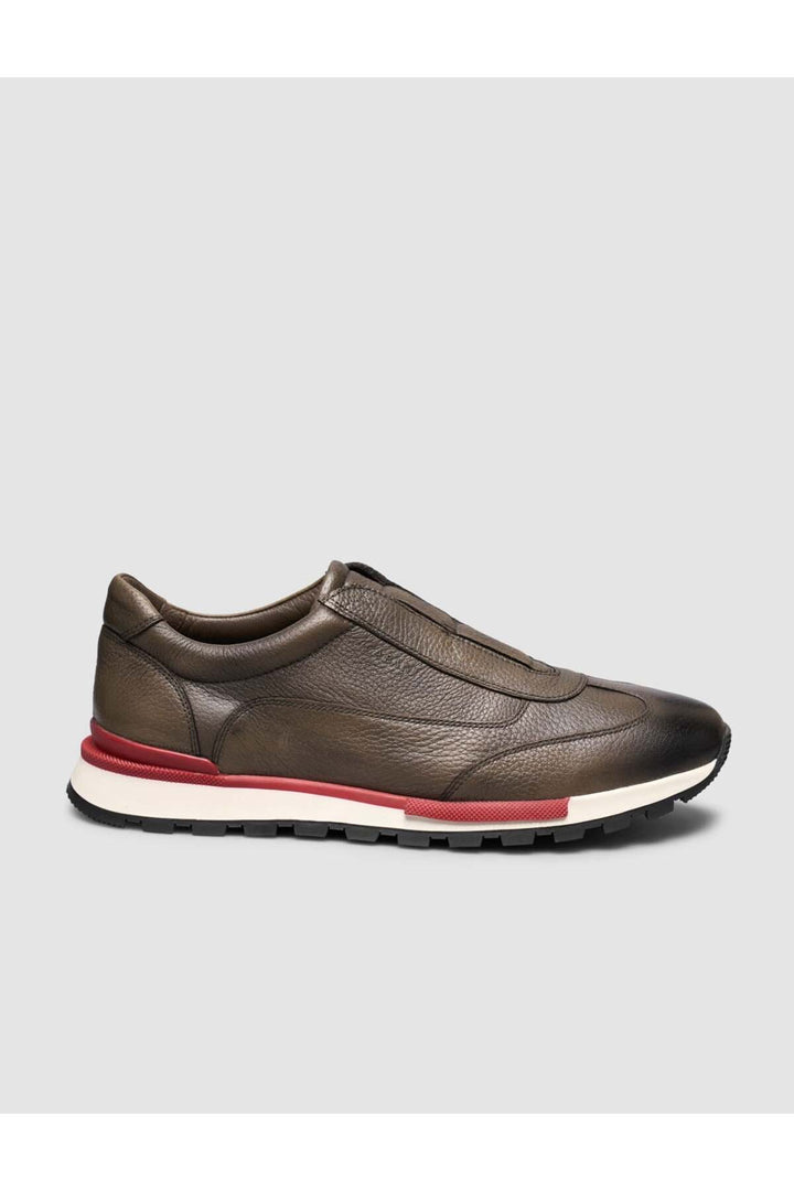 Cabani Shoes Chaussures de sport pour hommes en cuir véritable à semelle rouge. - Marron
