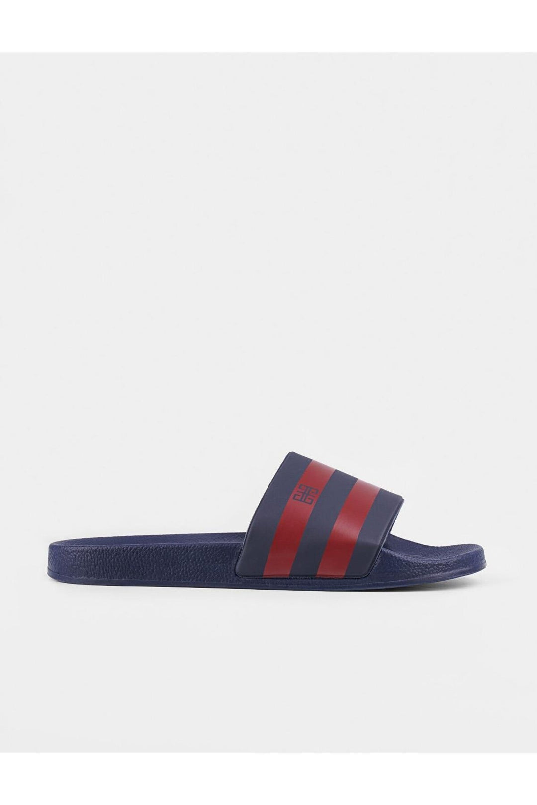 Cabani Shoes Tongs pour hommes bleu marine à rayures bordeaux. - Multicolore