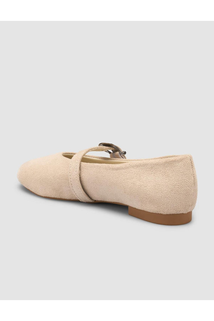 Cabani Shoes Ballerines femmes beige avec détail de boucle en suède Saros - Beige