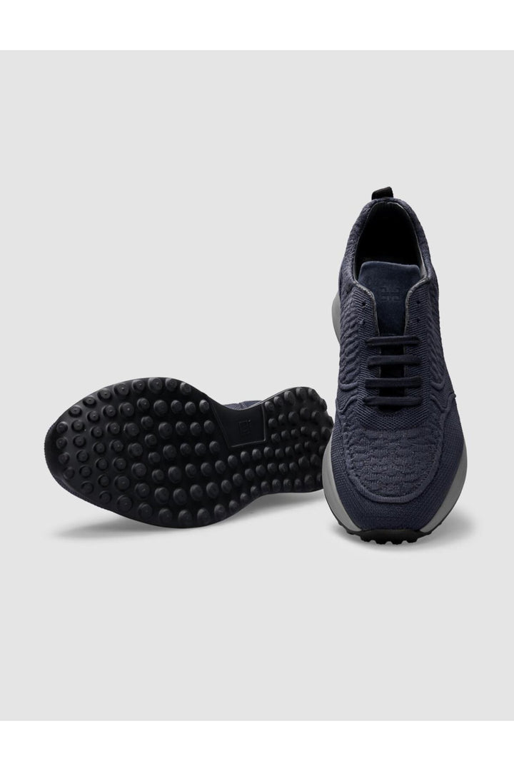Cabani Shoes Chaussures de sport pour hommes en tricot bleu marine avec lacets. - Bleu marine