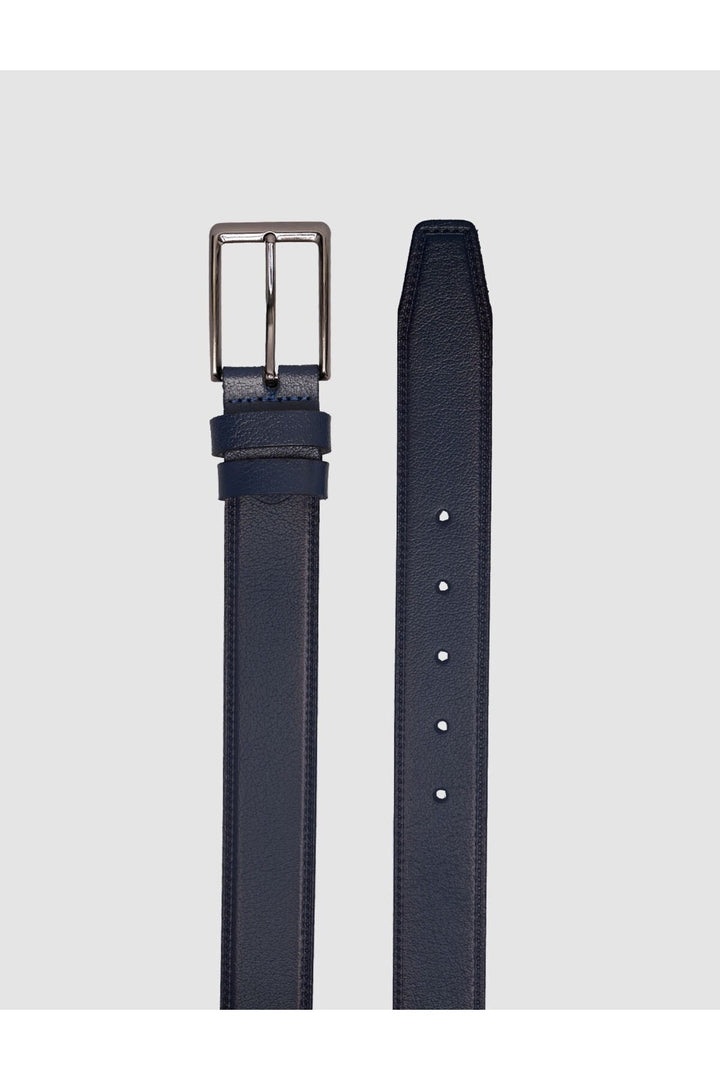 Cabani Shoes Ceinture classique pour homme en cuir véritable 100 % bleu marine avec couture de 3,5 cm. - Bleu marine