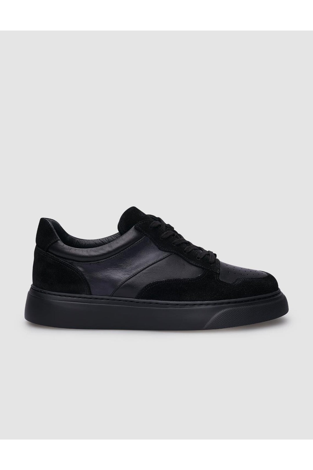 Cabani Shoes Baskets pour hommes en cuir véritable 100% en daim noir avec lacets - Noir