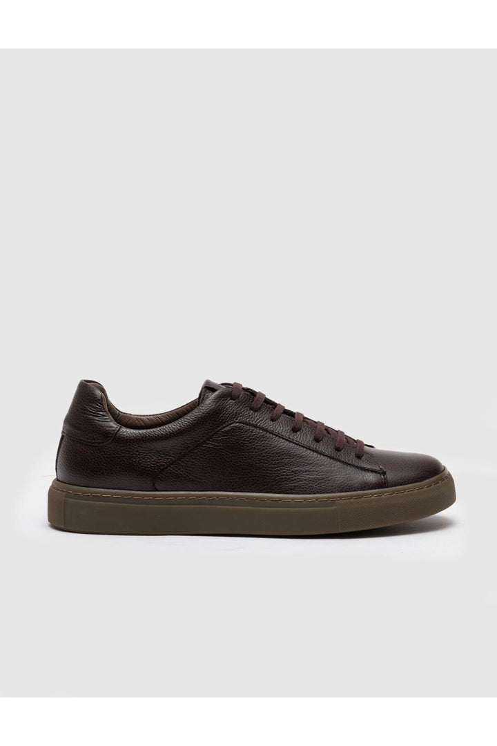 Cabani Shoes Chaussures de sport pour hommes en cuir véritable marron à lacets - Marron