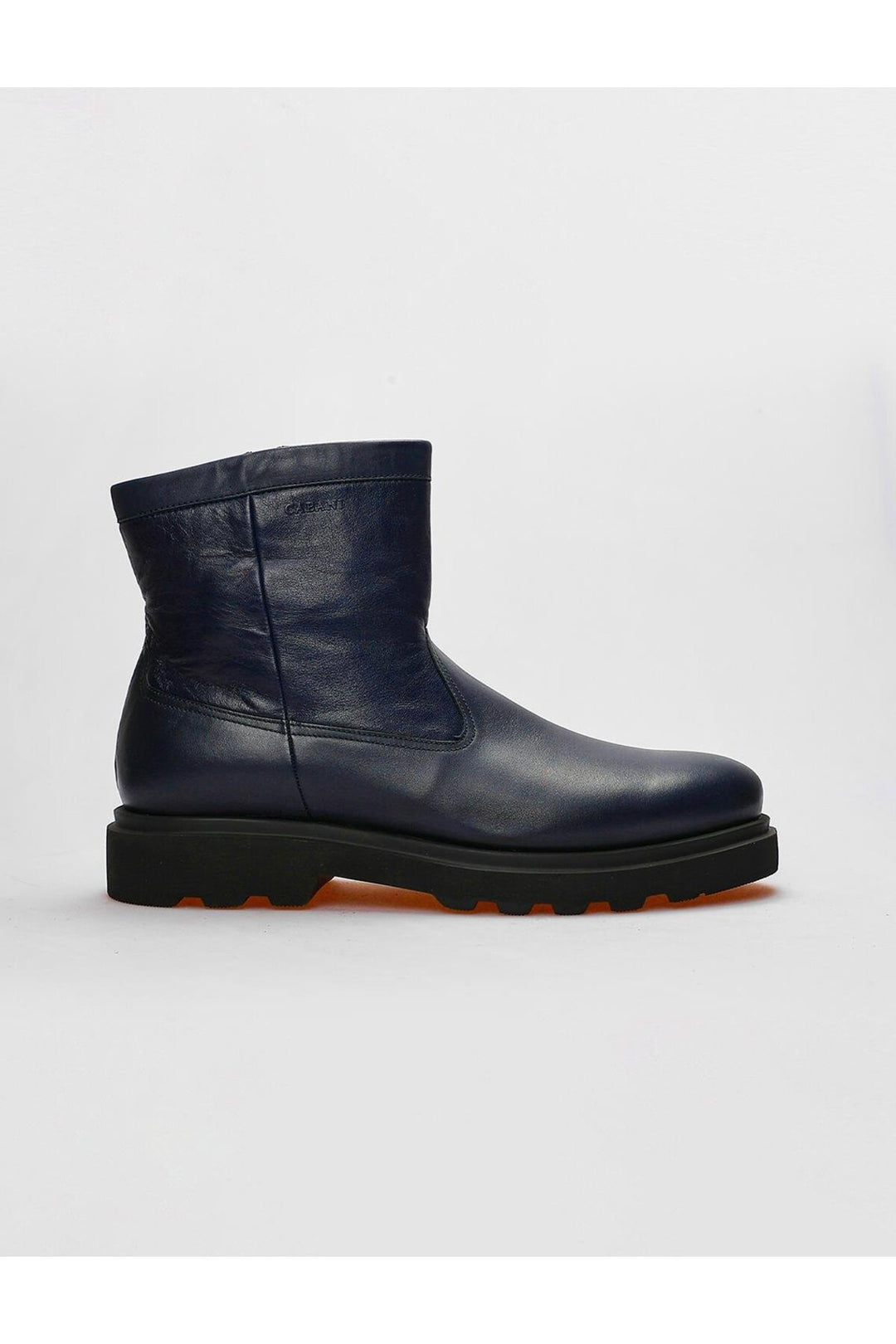 Cabani Shoes Bottines pour hommes en cuir véritable bleu marine à fermeture éclair - Bleu marine