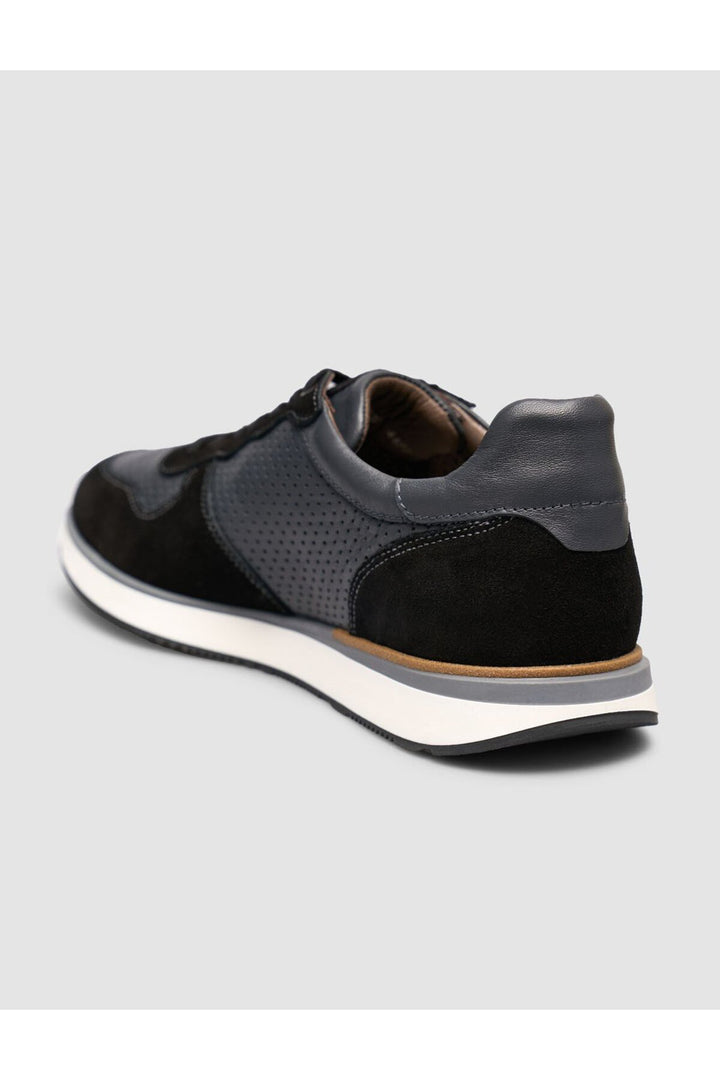 Cabani Shoes %100 Cuir Véritable Noir Suédé Chaussures de Sport pour Hommes à Lacets - Multicolore