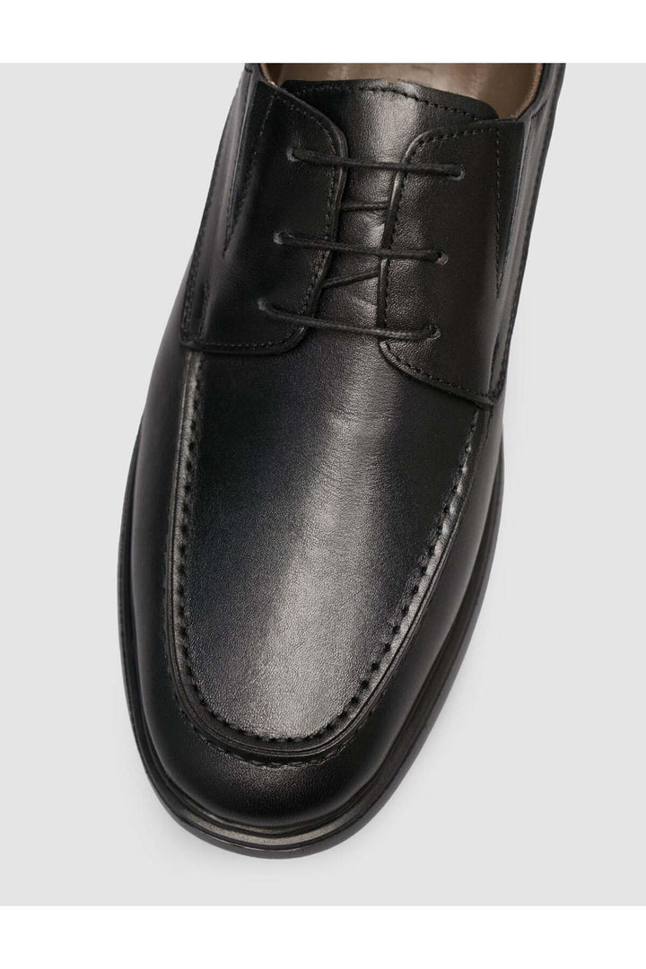 Cabani Shoes Chaussures classiques pour hommes en cuir véritable noires à lacets - Noir