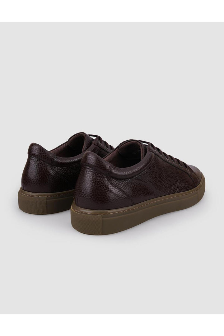 Cabani Shoes %100 Cuir véritable Baskets pour hommes à lacets marron - Marron