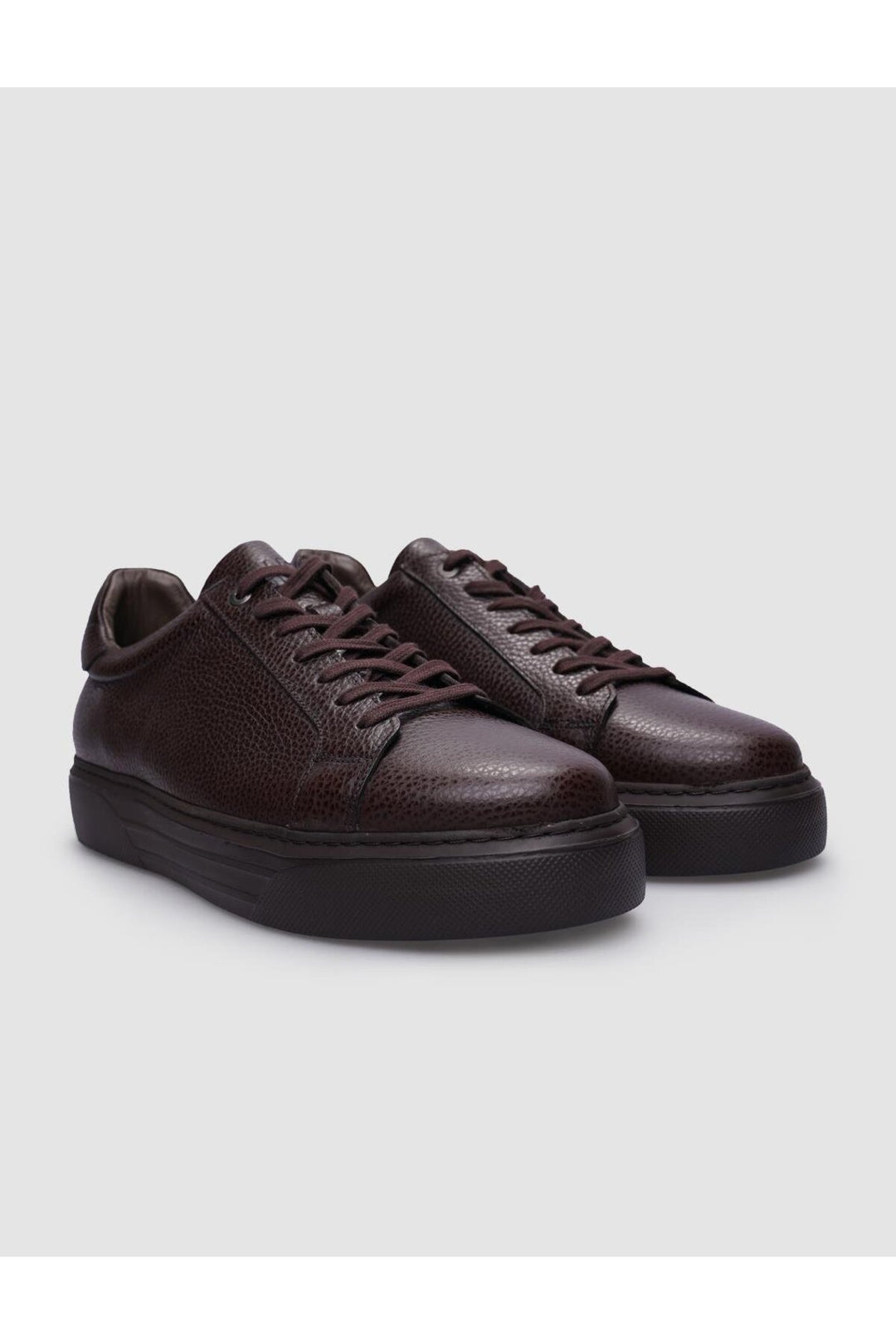 Cabani Shoes Baskets pour hommes en cuir véritable marron à lacets - Marron