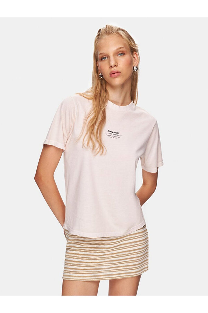 LTB T-shirt blanc classique à manches courtes et col zéro