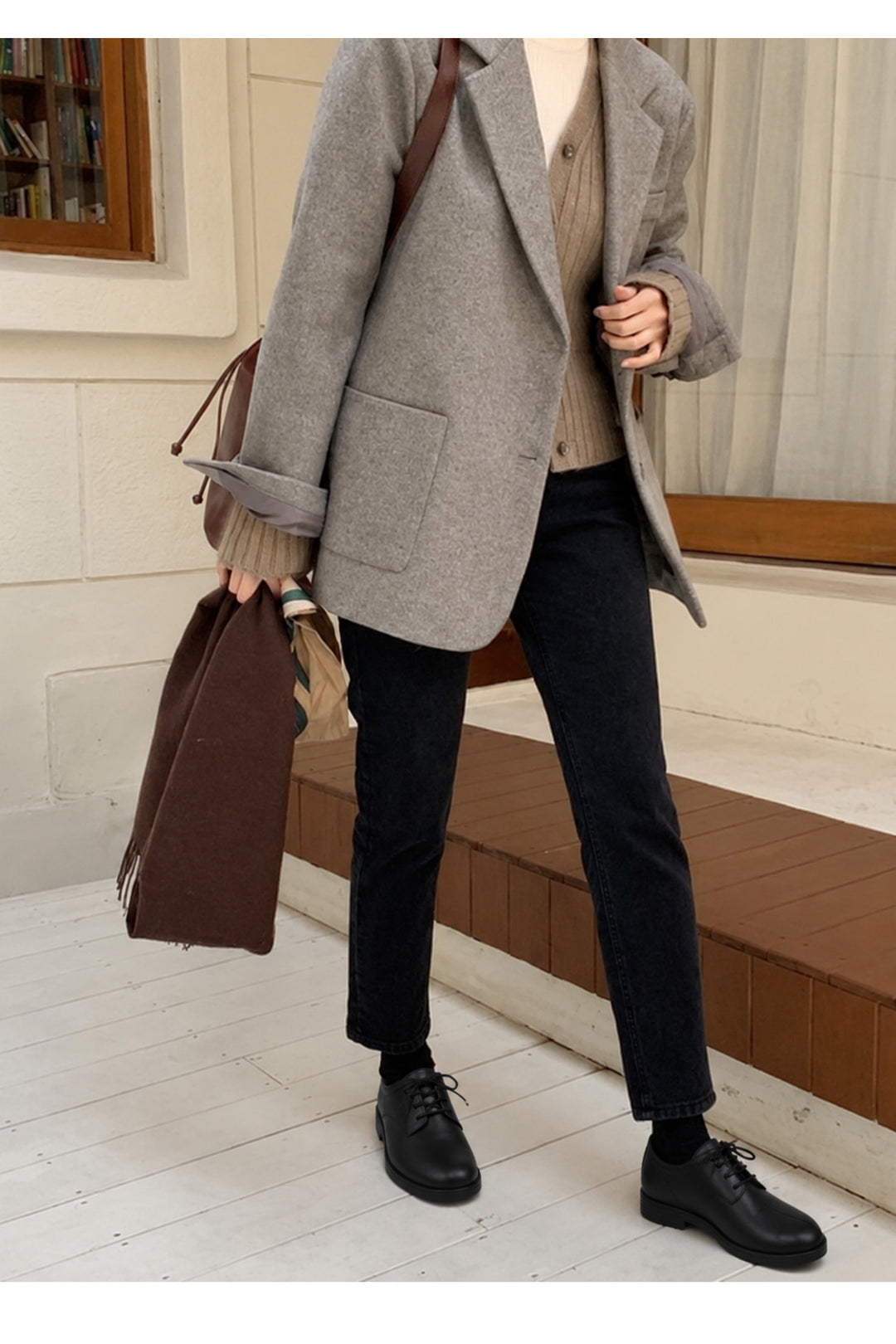 Wavelys ZANTE Chaussures anatomiques en cuir véritable pour femmes avec détails à franges en noir - Noir