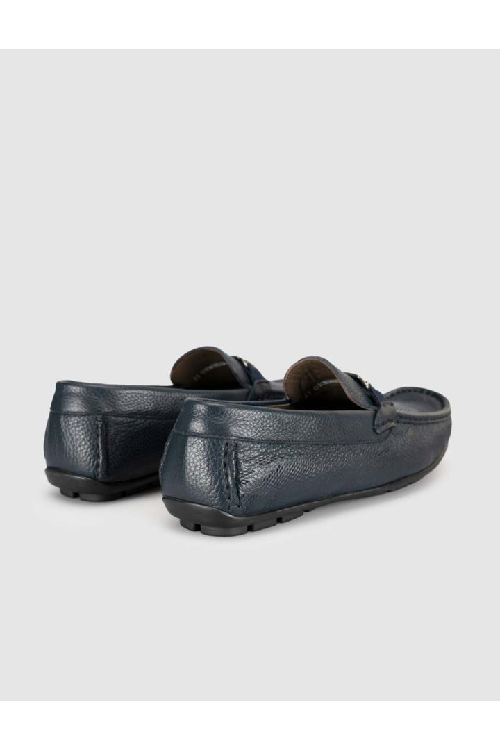 Cabani Shoes Mocassin conducteur pour homme en cuir bleu marine à motifs - Bleu marine