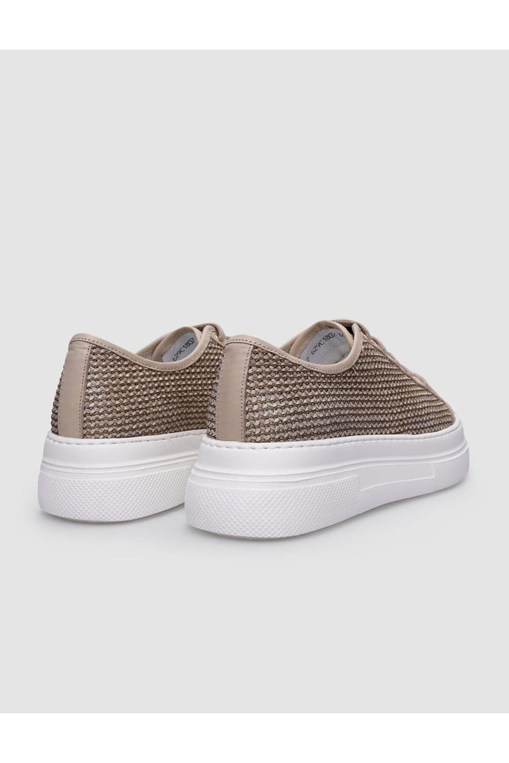 Cabani Shoes Baskets de sport pour femmes en cuir véritable beige à lacets 100% - Multicolore