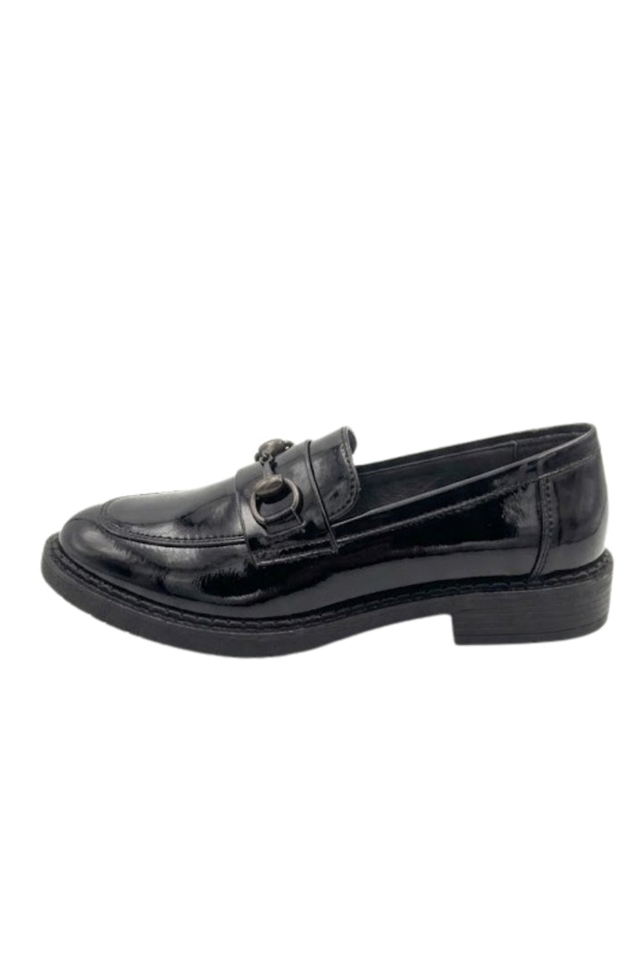 Wavelys STAN Chaussures élégantes et confortables en cuir verni noir adaptées pour le bureau et un usage quotidien - Noir