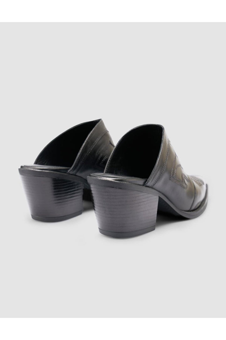 Cabani Shoes %100 Cuir véritable Sandales cowboy noires pour femmes - Multicolore