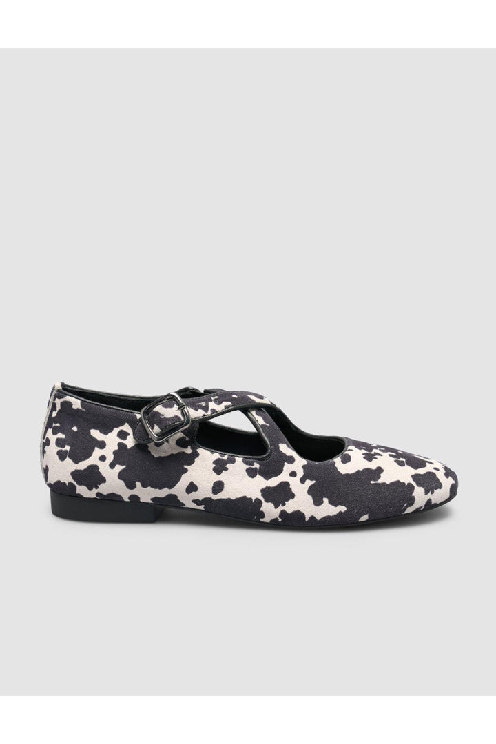 Cabani Shoes Ballerines pour femmes en cuir véritable 100% noir et blanc - Noir / Blanc
