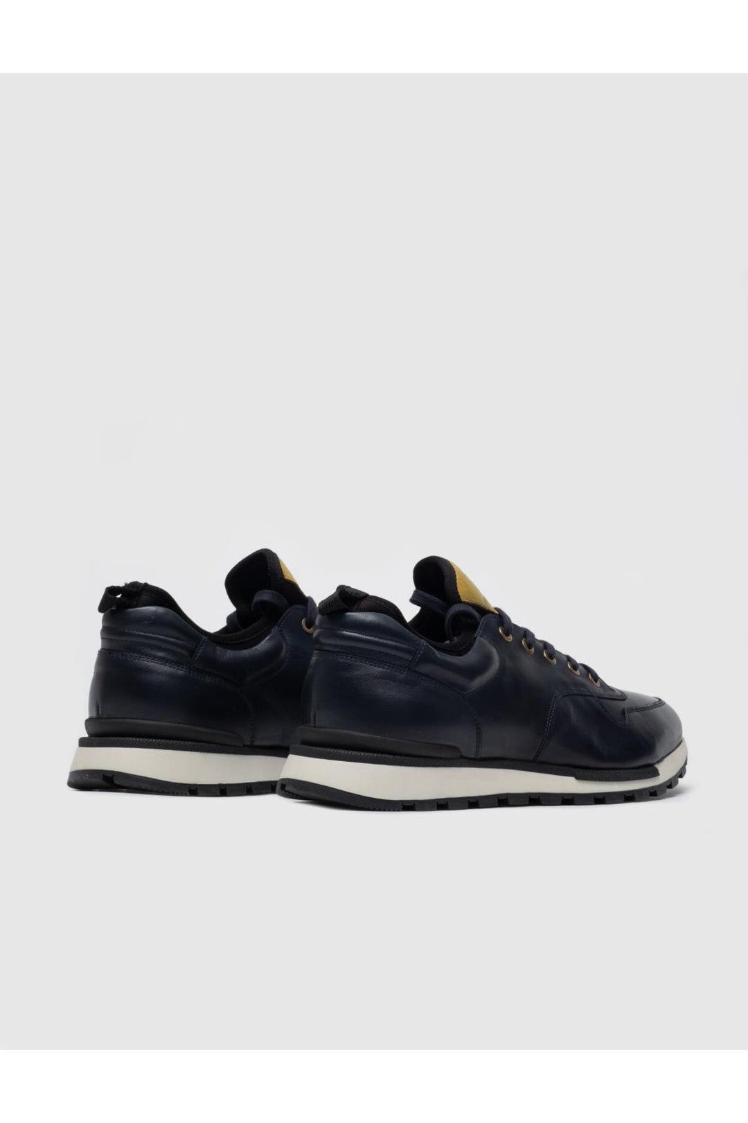 Cabani Shoes Chaussures de sport pour hommes en cuir véritable bleu marine à lacets, design spécial. - Bleu marine