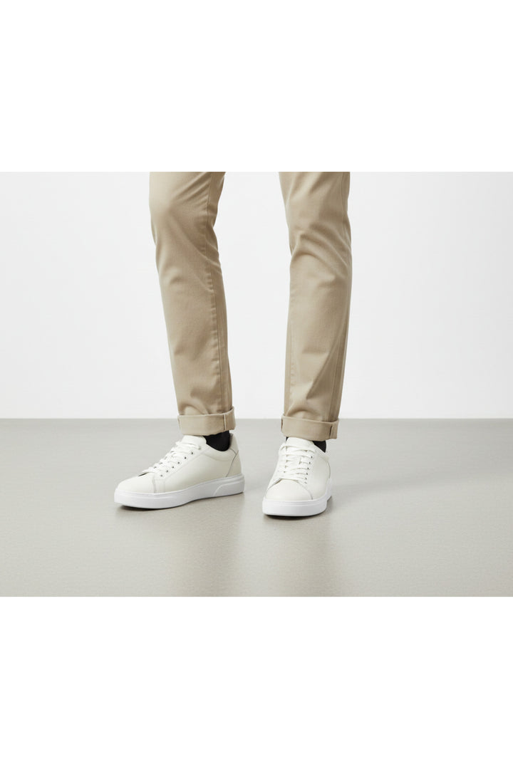 Wavelys AXIS Homme Baskets Quotidiennes en Cuir Véritable Blanc à Semelle Confort - Blanc