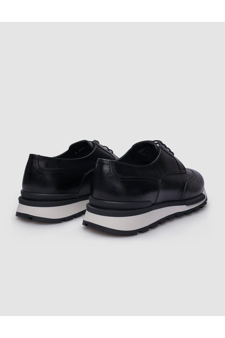 Cabani Shoes Chaussures de ville pour hommes en cuir véritable noir à lacets 100% - Multicolore