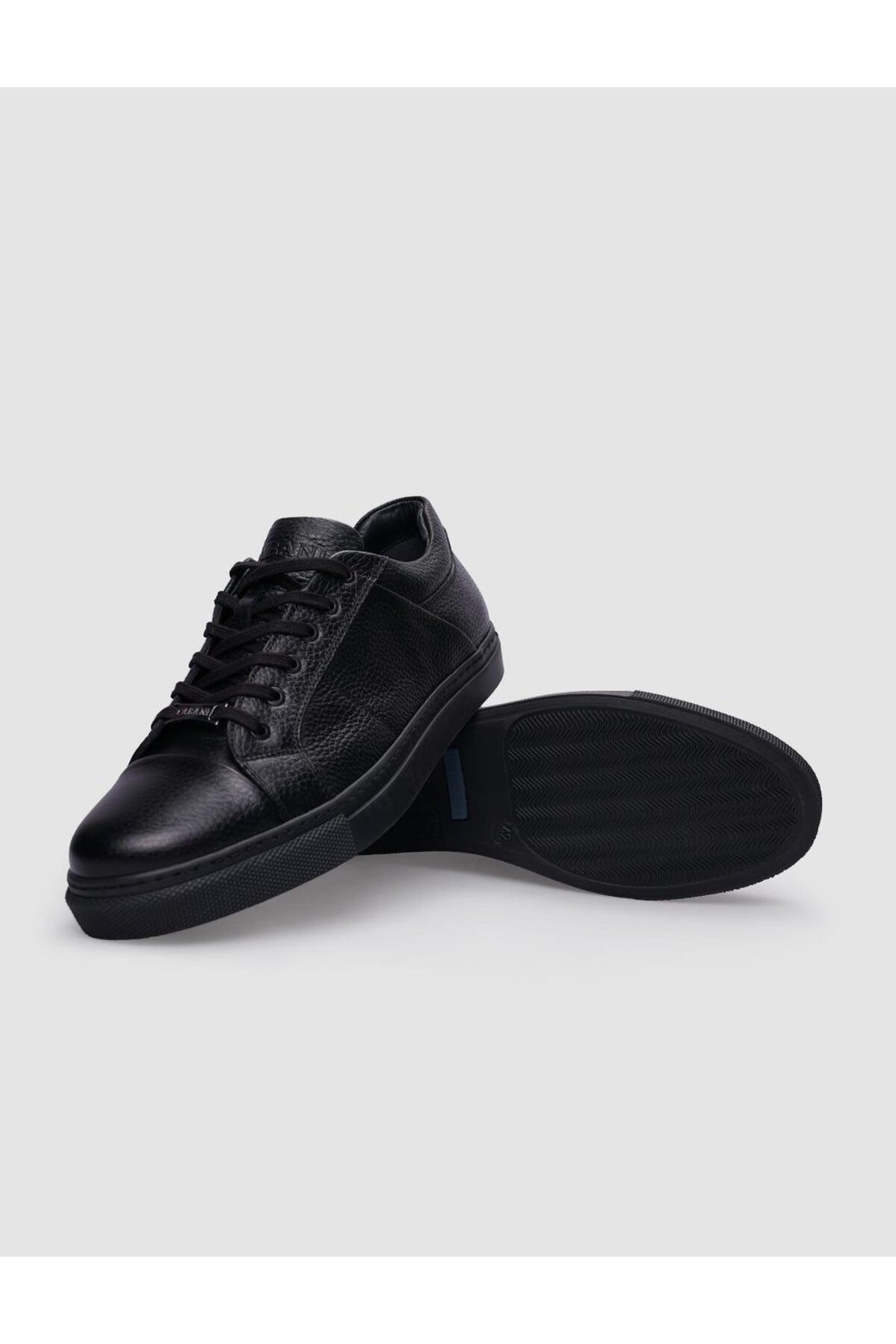 Cabani Shoes %100 Cuir véritable Baskets pour hommes noires à lacets - Noir