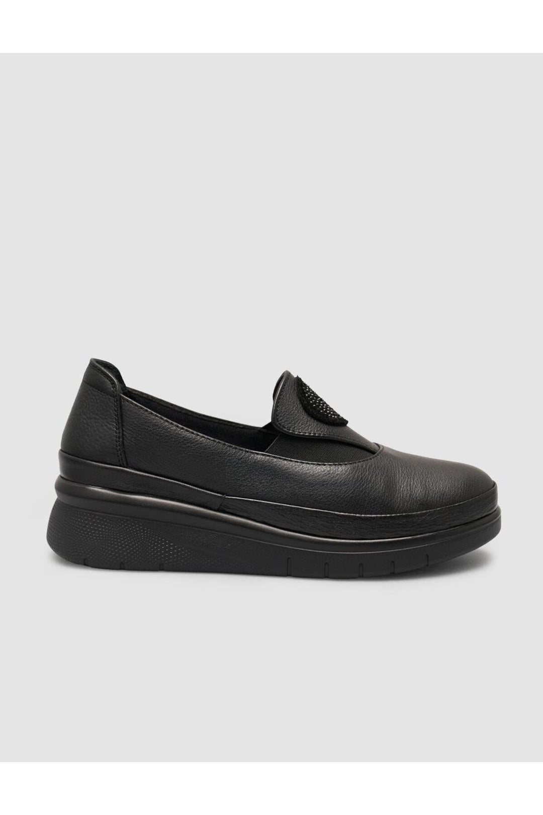 Cabani Shoes Chaussures confort femme noires en cuir véritable avec pierres, 100% cuir. - Noir