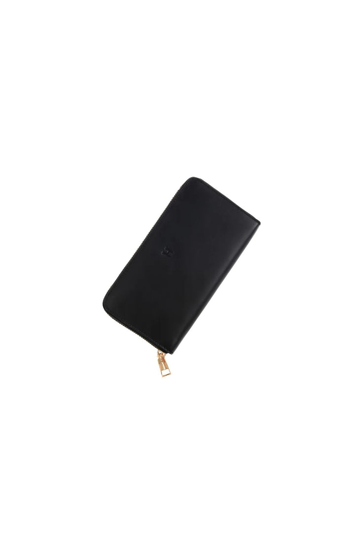 helmbrook Femme Cuir Véritable Grand Portefeuille Fermeture Éclair RFID Protégé Amelia Noir