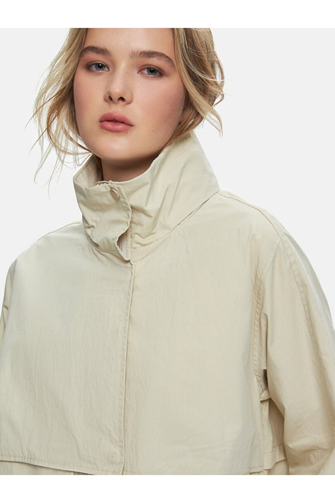 LTB Veste beige à manches longues avec col droit et poche avant
