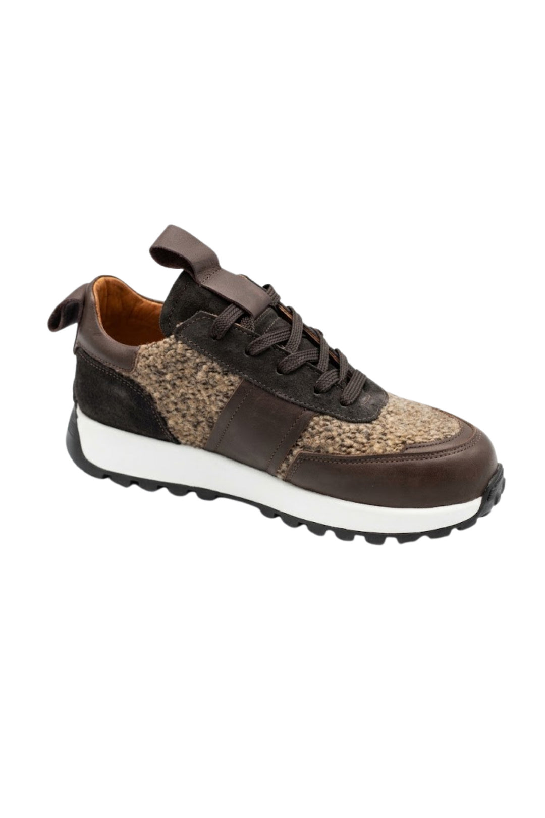 Wavelys REMI Chaussures de sport élégantes avec semelle confortable en cuir véritable à texture spéciale - Marron