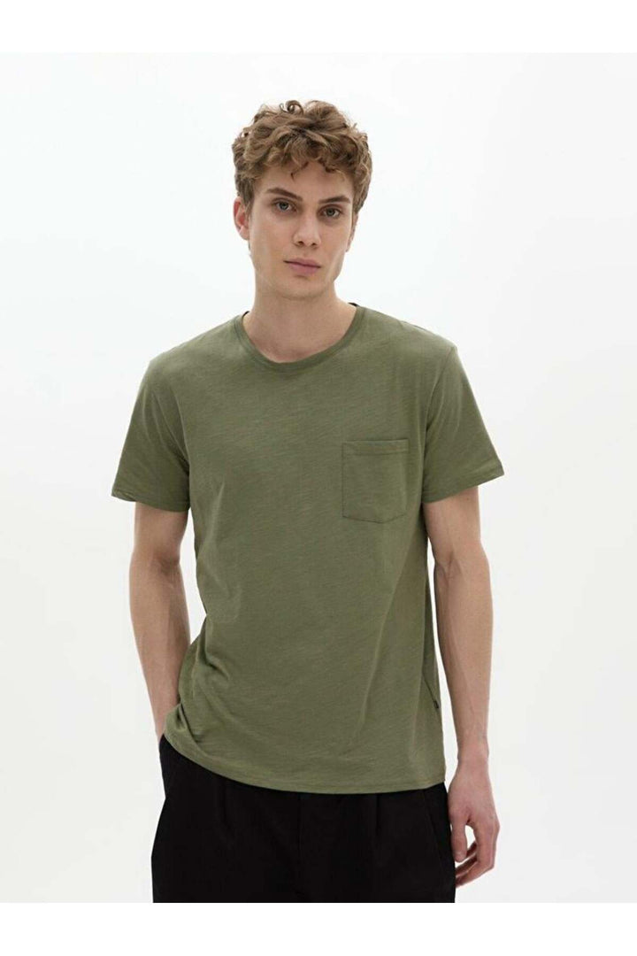 LTB T-shirt vert classique à manches courtes avec col Pressure Zero