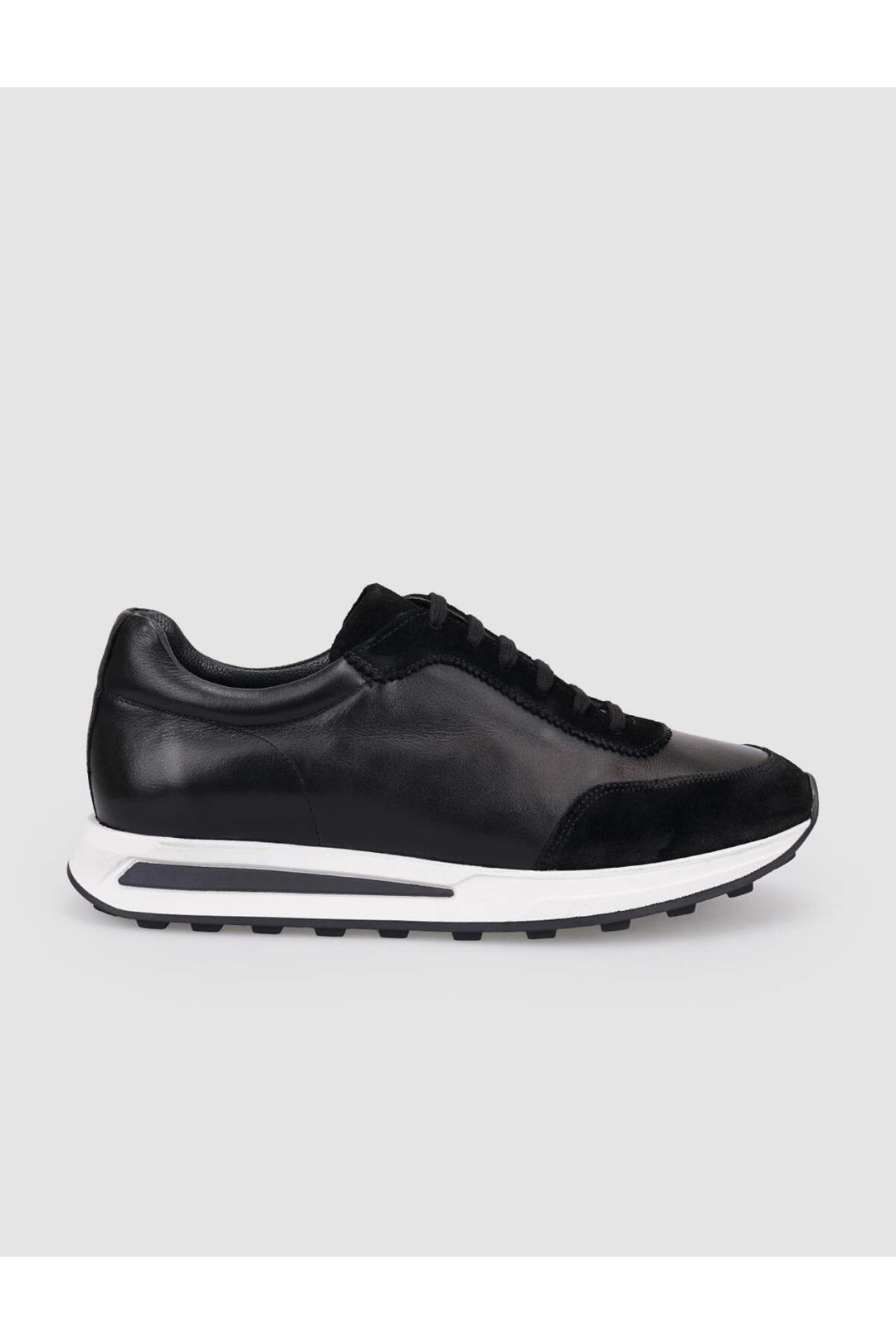 Cabani Shoes Chaussures de sport pour hommes en cuir véritable noir à lacets 100% - Noir
