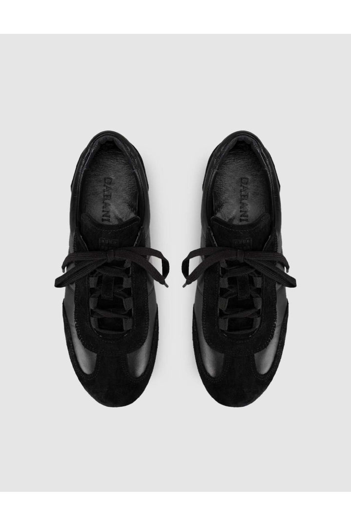Cabani Shoes Baskets femme en cuir véritable suédé noir - Multicolore