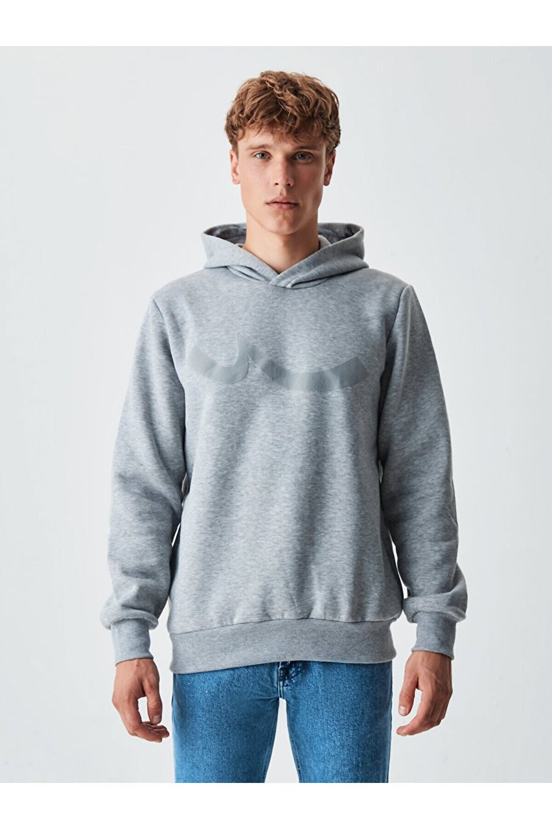 LTB Sweat-shirt gris coupe droite à capuche tendue sans fermeture éclair