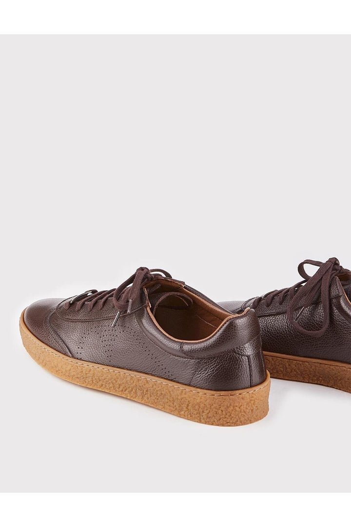 Cabani Shoes Chaussures de sport pour hommes en cuir véritable marron à lacets - Marron