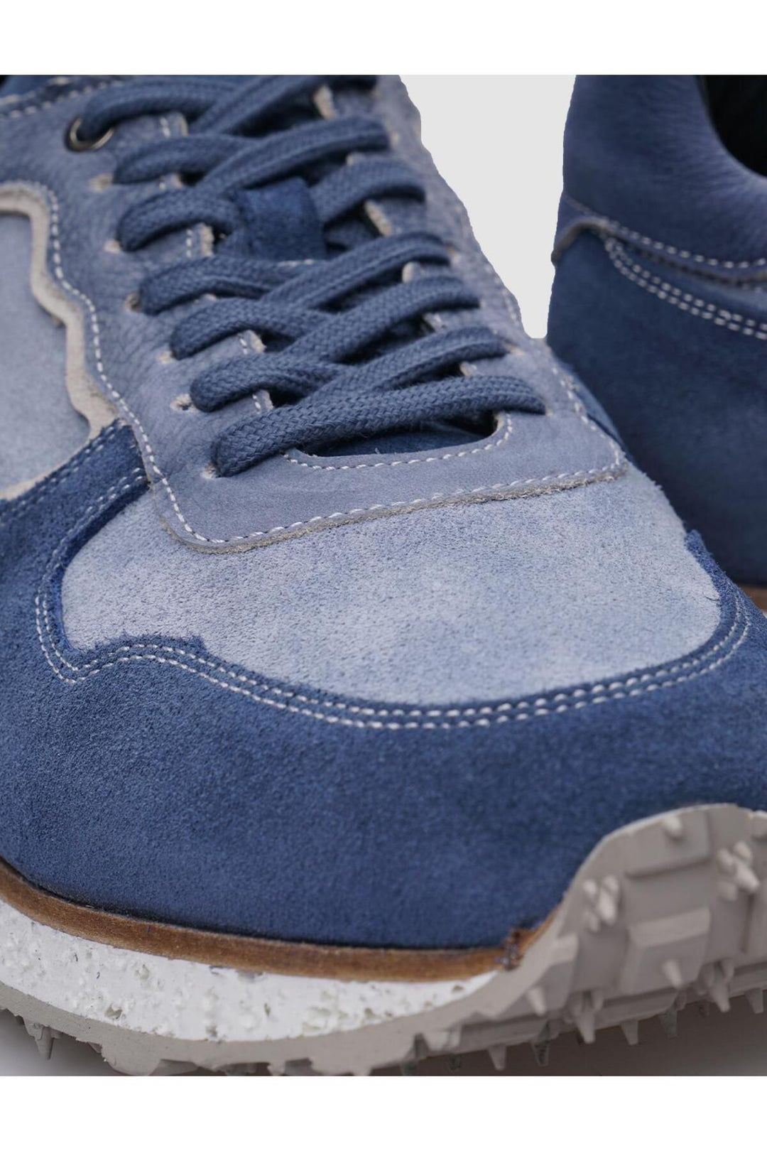 Cabani Shoes %100 Cuir véritable Baskets en suède bleu pour homme avec lacets - Bleu