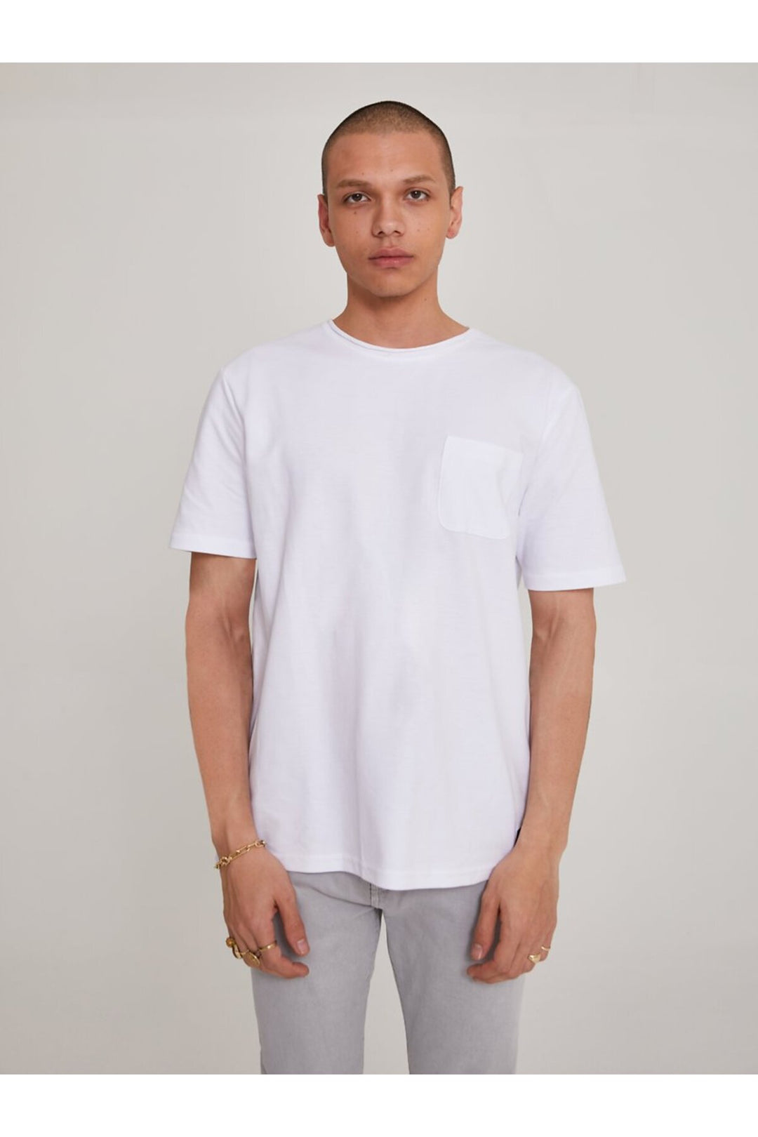 LTB T-shirt en piqué blanc à col rond coupé - Blanc