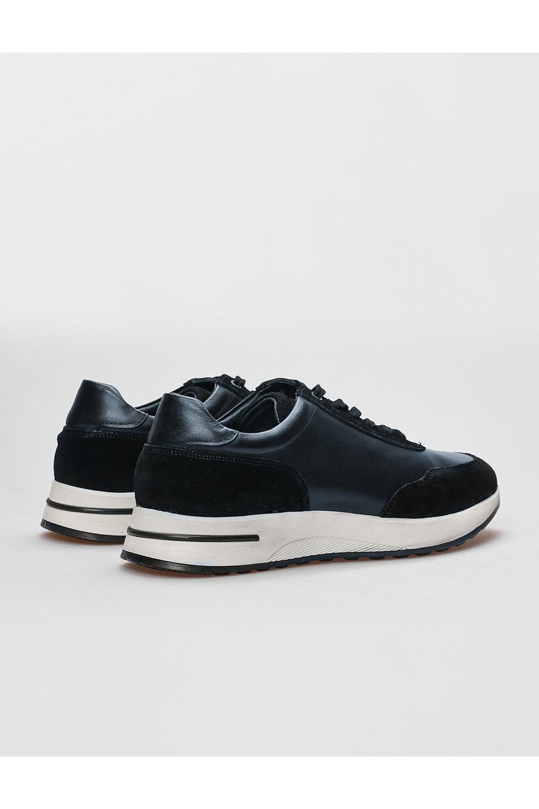 Cabani Shoes Chaussures de sport pour hommes en cuir véritable bleu marine à lacets - Bleu marine