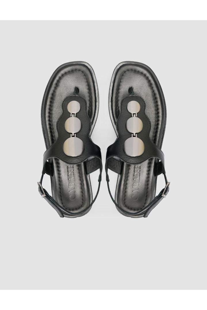 Cabani Shoes %100 Cuir véritable Sandales noires pour femmes - Multicolore